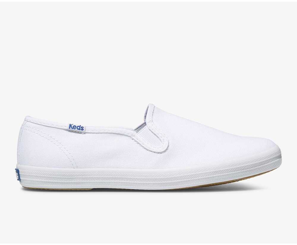 Slip Ons Keds Mujer Blancas - Champion Slip On - 986-DJSWMR